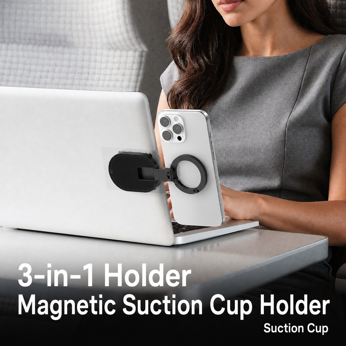 3-in-1 Magnetic Suction Phone Holder – Foldable & Rotatable Stand